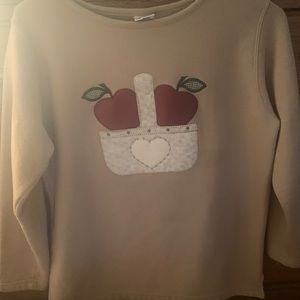 Apple Appliquéd Sweatshirt,Size Large